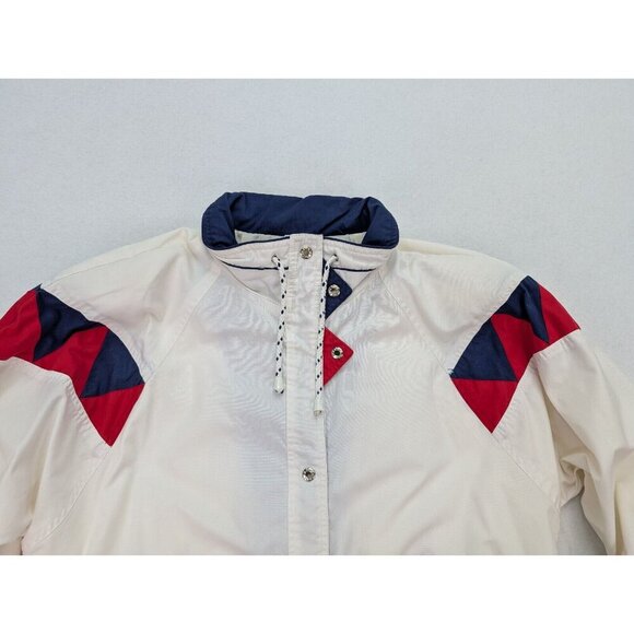Vintage 90s Women's Jacket Impressions By Izzi Size XL White Blue Red - Picture 3 of 16